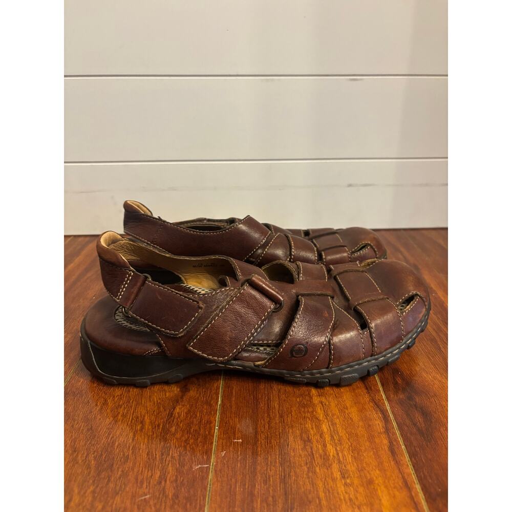 Born Men's Cabot III All Leather Fisherman Sandals Brown Size 12 Hiking Casual